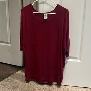 Agnes & Dora Rich Burgundy Short Sleeve Top